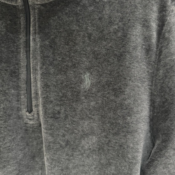 RALPH LAUREN - Women’s Velour Quarter Zip Pullover Sweater - Grey - Size Medium - Picture 6 of 10
